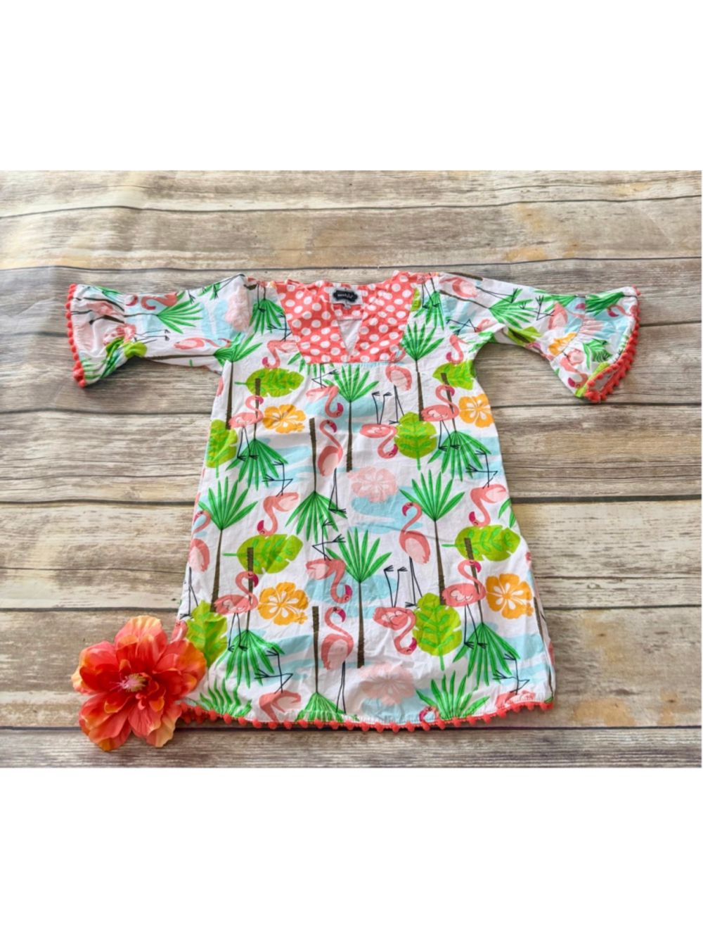 MUDPIE FLAMINGO DRESS-5T - Picture 3 of 8